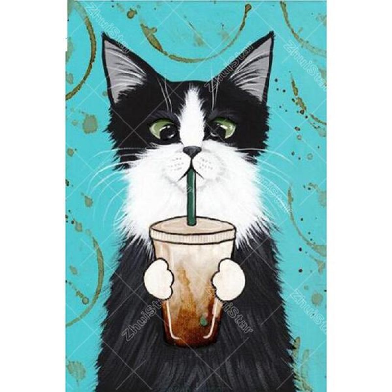 Cat Sipping Coffee 5...