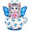 Cute Blue Cat 5D DIY Paint By Diamond Kit