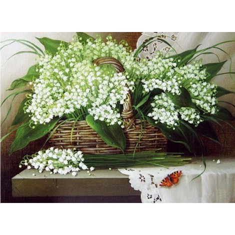 White Flower Buds 5D DIY Paint By Diamond Kit