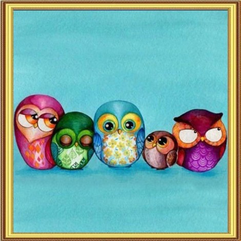5 Owls 5D DIY Paint By Diamond Kit
