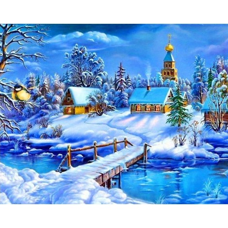 Winter Wonderland Town 5D DIY Paint By Diamond Kit