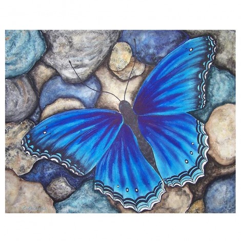 Blue Butterfly 5D DIY Paint By Diamond Kit