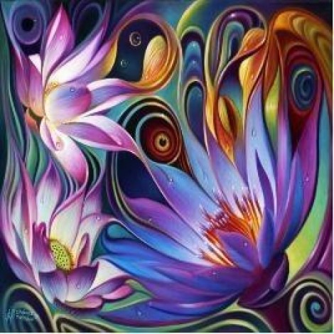 Swirly Flowers 5D DIY Paint By Diamond Kit