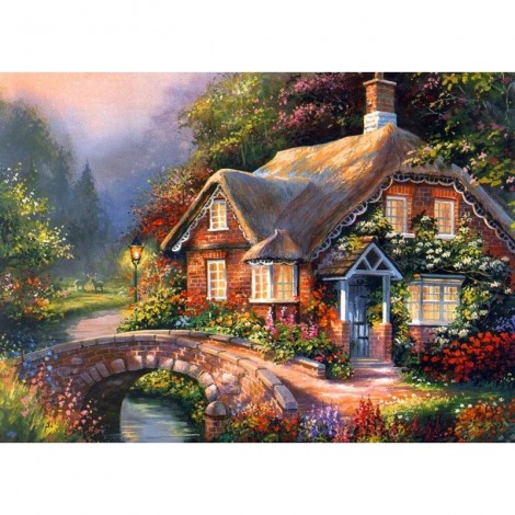 Flower House Embroidery 5D DIY Paint By Diamond Kit