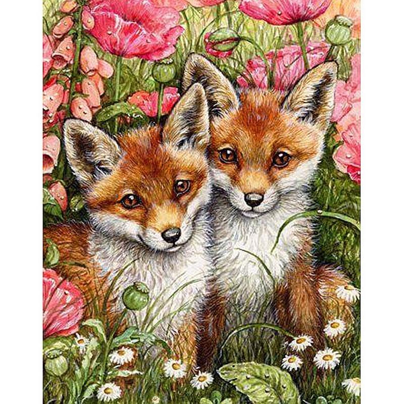 Two Foxes & Flowers ...