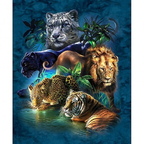 Tiger Lion Leopard 5D DIY Paint By Diamond Kit
