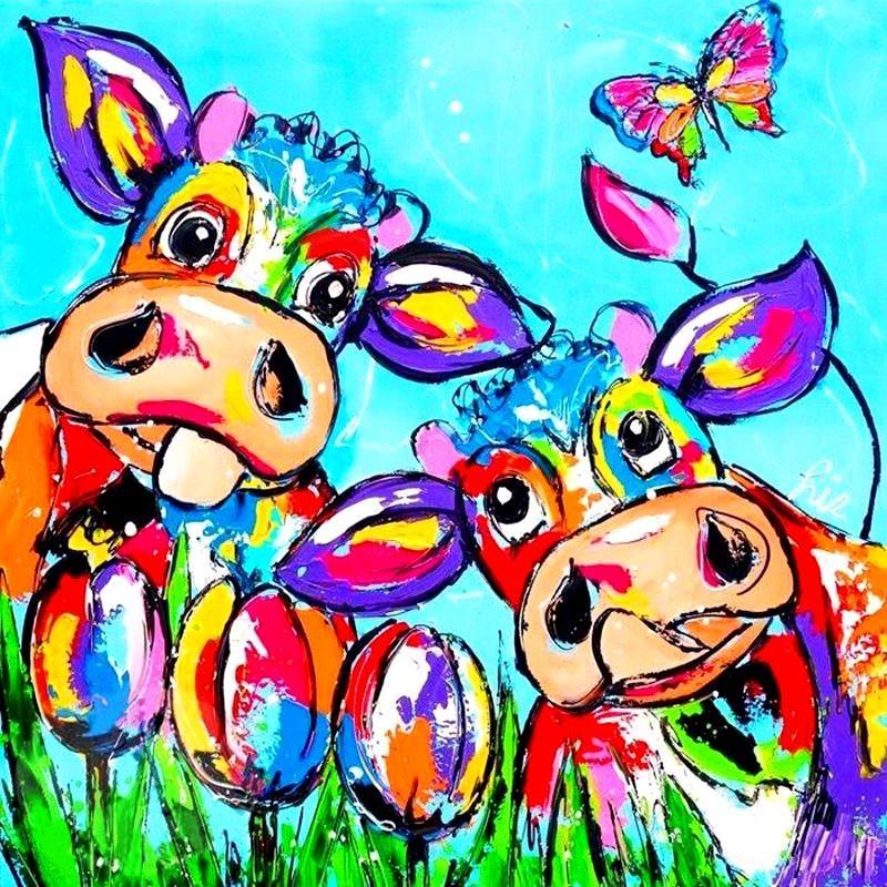 Colorful Cows In Lov...