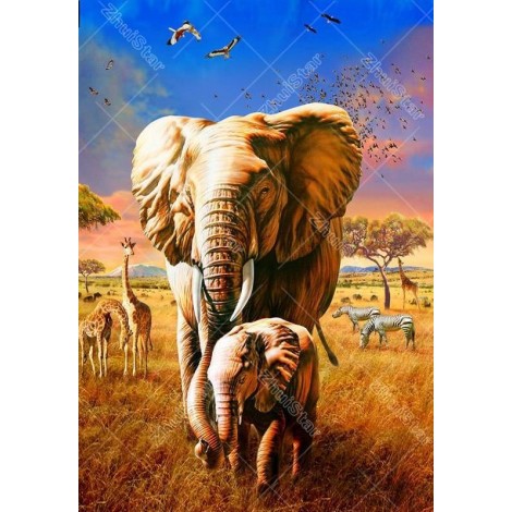 African Elephant 5D DIY Paint By Diamond Kit