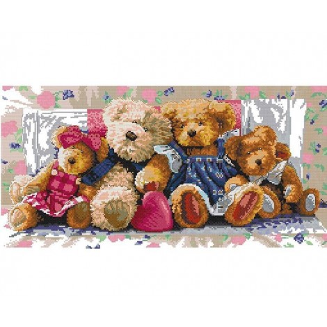 Teddy Bear Family 5D DIY Paint By Diamond Kit