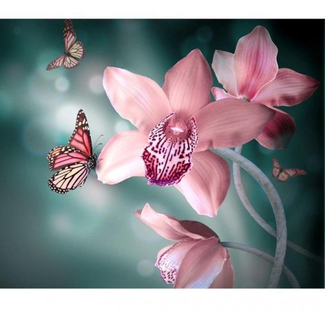 Butterflies & Flowers 5D DIY Paint By Diamond Kit