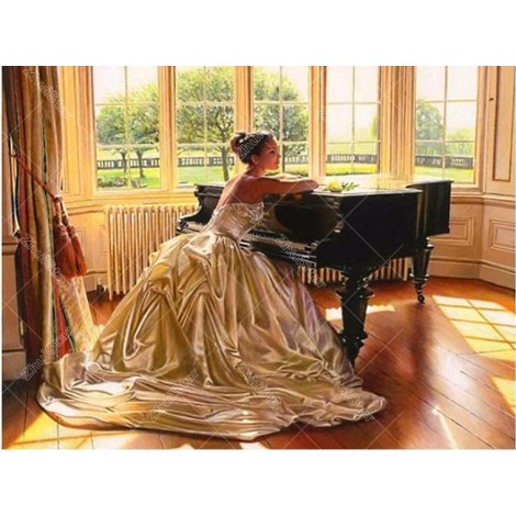Beauty and the Piano 5D DIY Paint By Diamond Kit