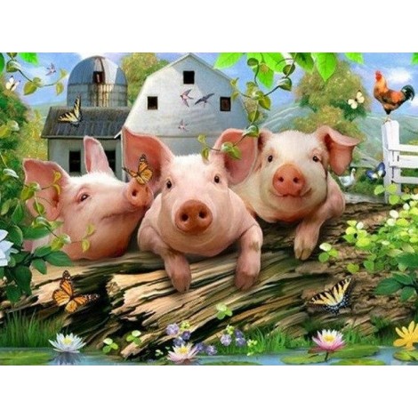 Three Cute Pigs 5D DIY Paint By Diamond Kit