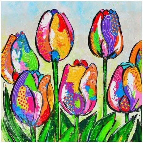 Watercolour Tulips 5D DIY Paint By Diamond Kit