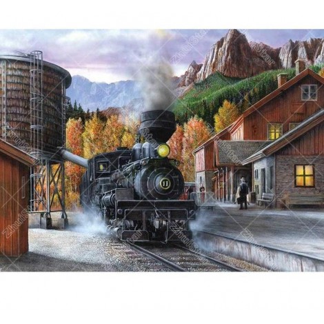 Black Train 5D DIY Paint By Diamond Kit