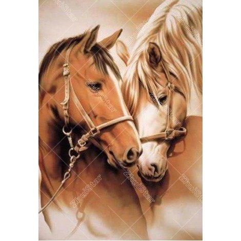 Two Horses 5D DIY Paint By Diamond Kit