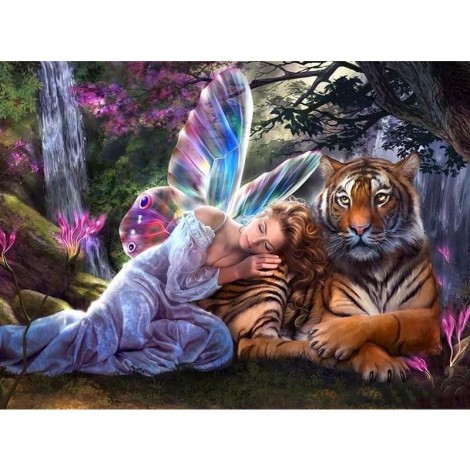 Butterfly Fairy With Tiger 5D DIY Paint By Diamond Kit