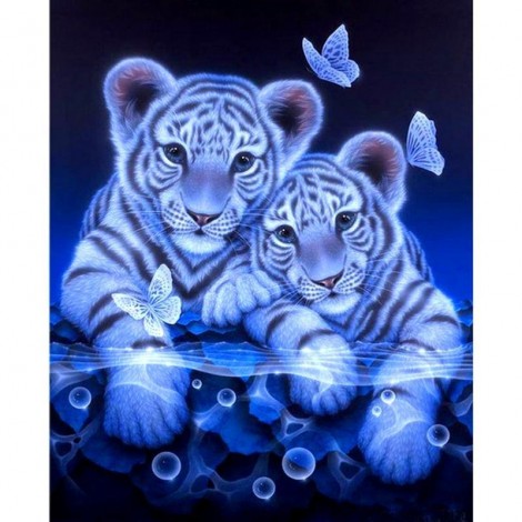Tigers & Butterfly 5D DIY Paint By Diamond Kit