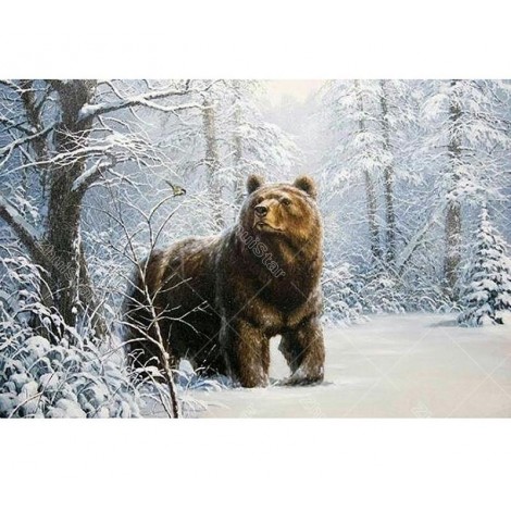 Snow Forest Bear 5D DIY Paint By Diamond Kit