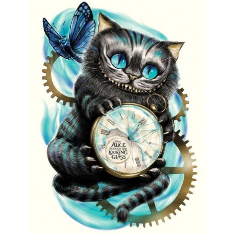 Cartoon Cat Clock 5D DIY Paint By Diamond Kit