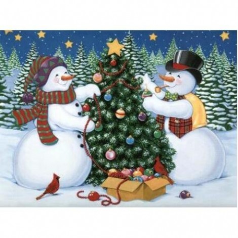 Snowmen Christmas Tree 5D DIY Paint By Diamond Kit