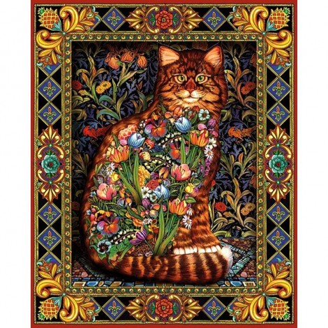 Cat & Flower 5D DIY Paint By Diamond Kit