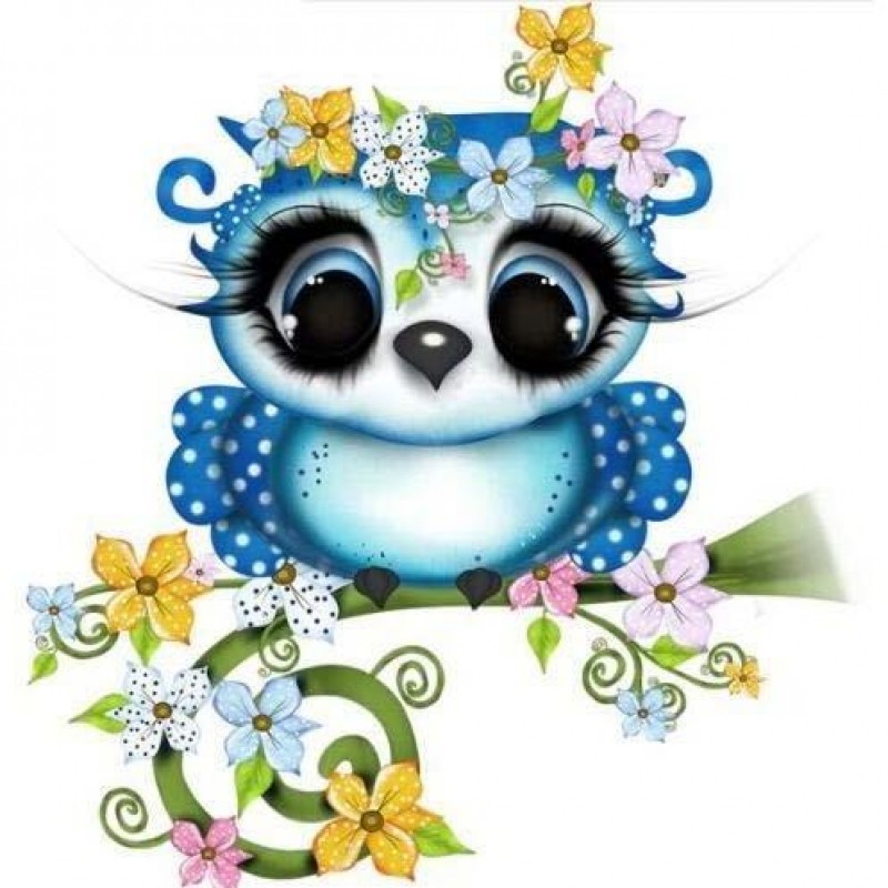 Blue Flowery Owl 5D ...