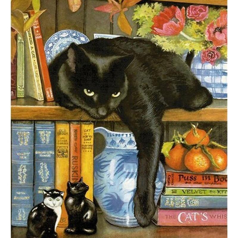 Black Cat On The Book She...