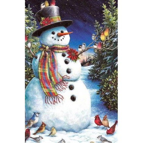 Snowman & Birds 5D DIY Paint By Diamond Kit