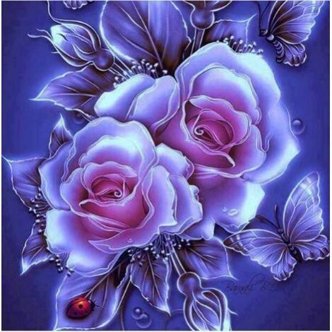 Glowing Purple Roses 5D DIY Paint By Diamond Kit
