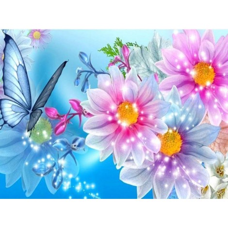 Flowers & Butterfly 5D DIY Paint By Diamond Kit